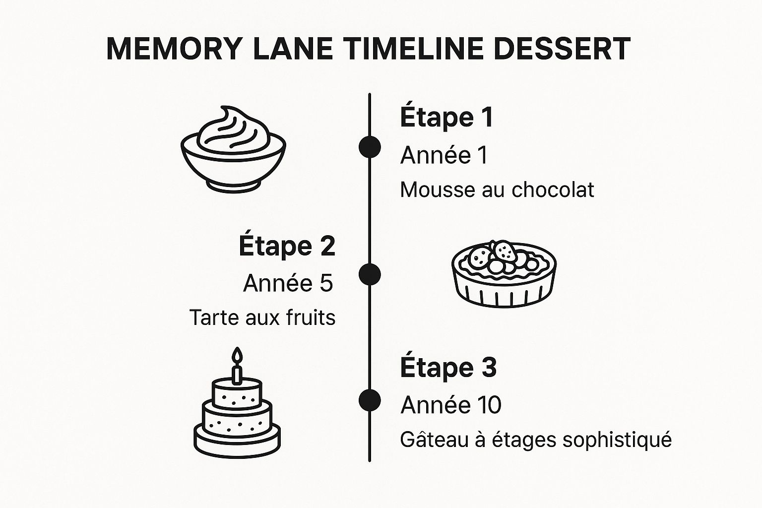 Infographic showing key data about Memory Lane Timeline Dessert