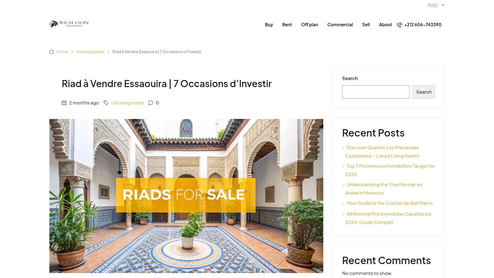 Riad à Vendre Essaouira | 7 Occasions d'Investir