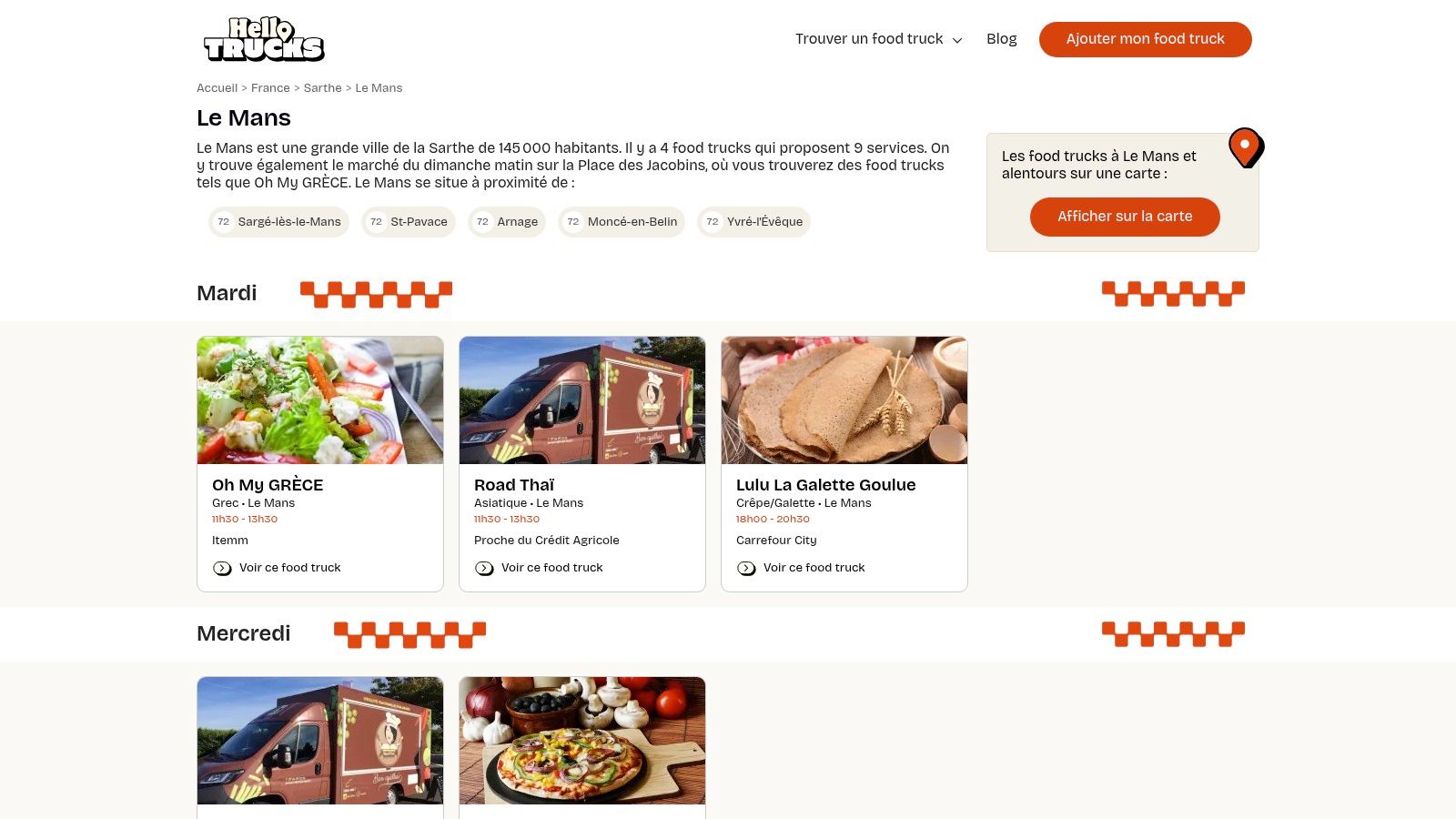 HelloTrucks : L'agenda local et la carte interactive