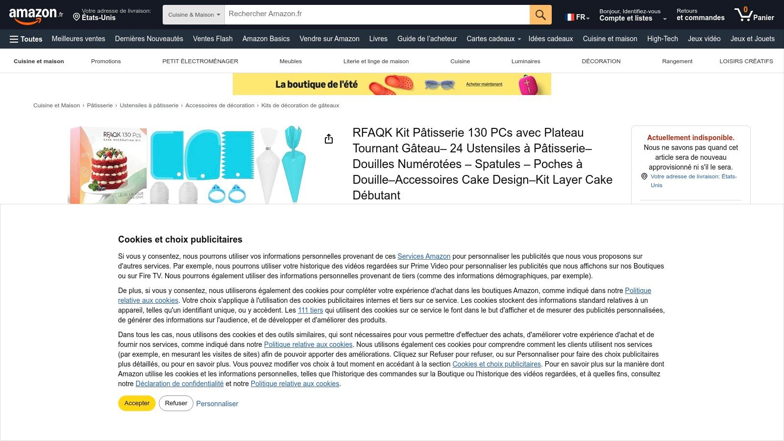 Kit pâtisserie sur Amazon France