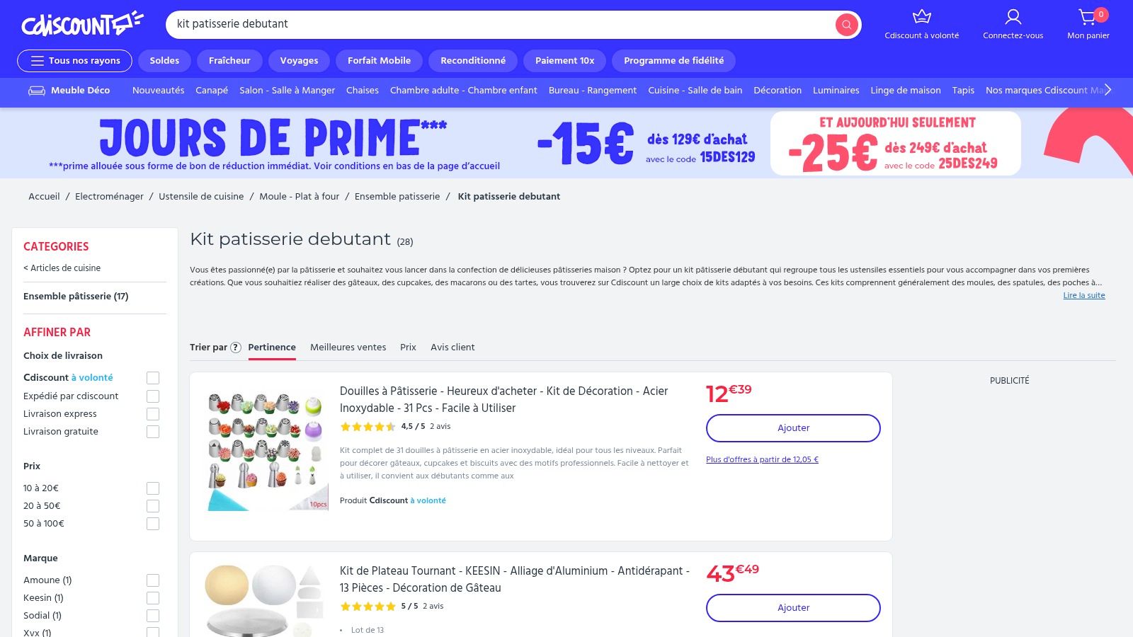 Kits pâtisserie sur Cdiscount