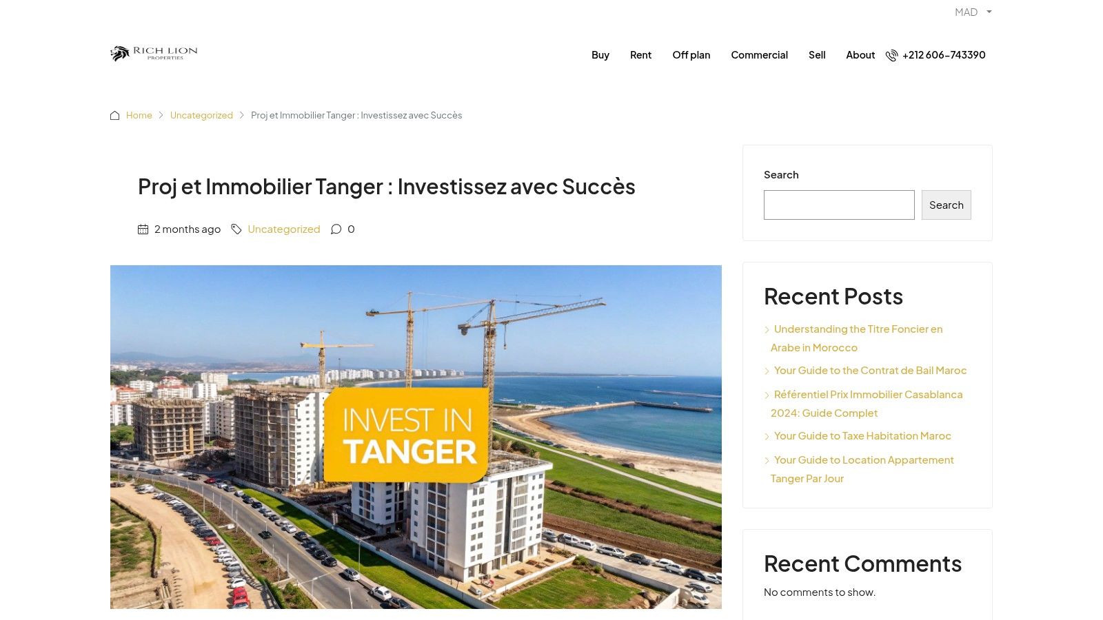 Proj et Immobilier Tanger : Investissez avec Succès