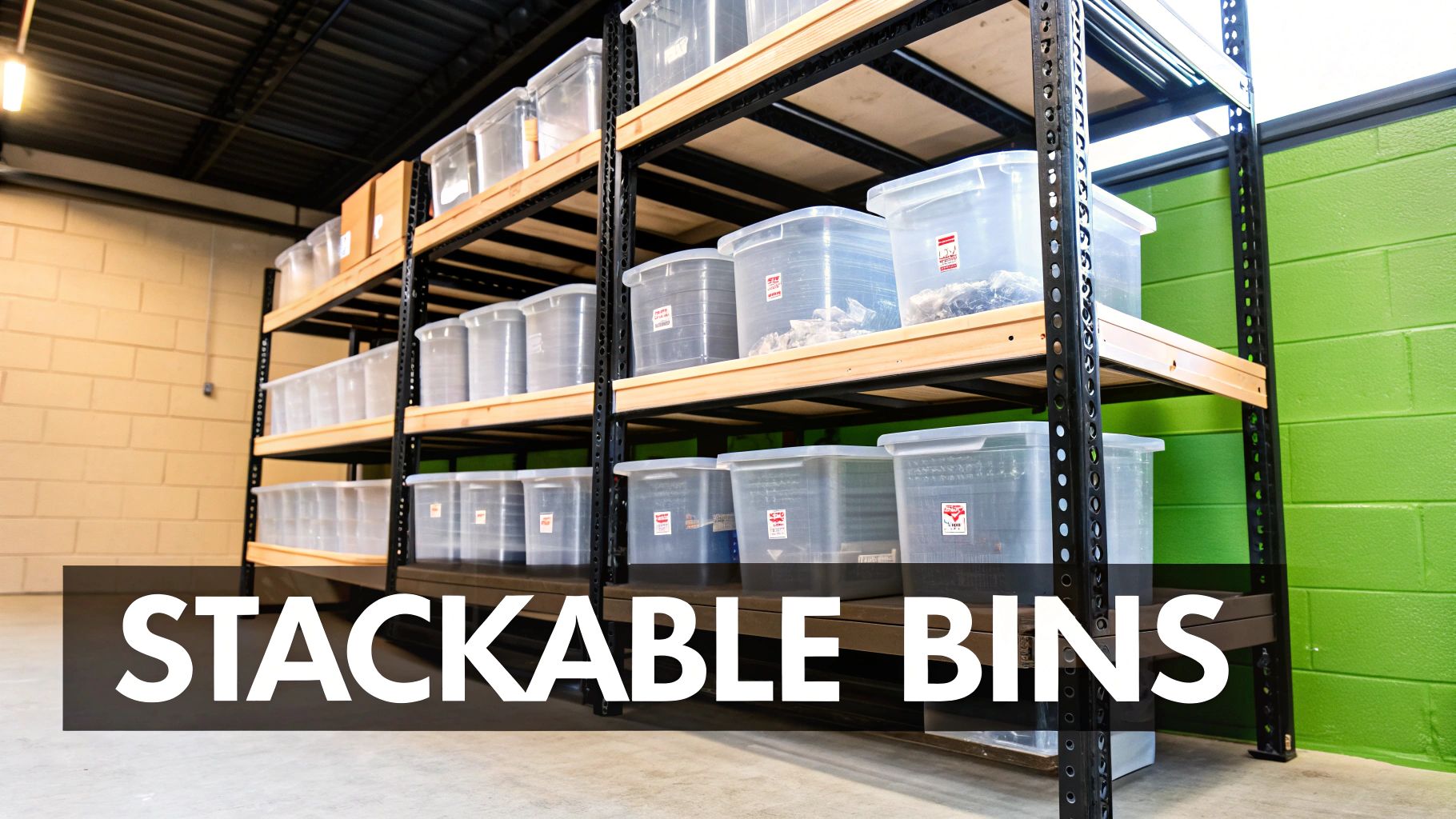 Plastic Stackable Storage Bins with Shelving