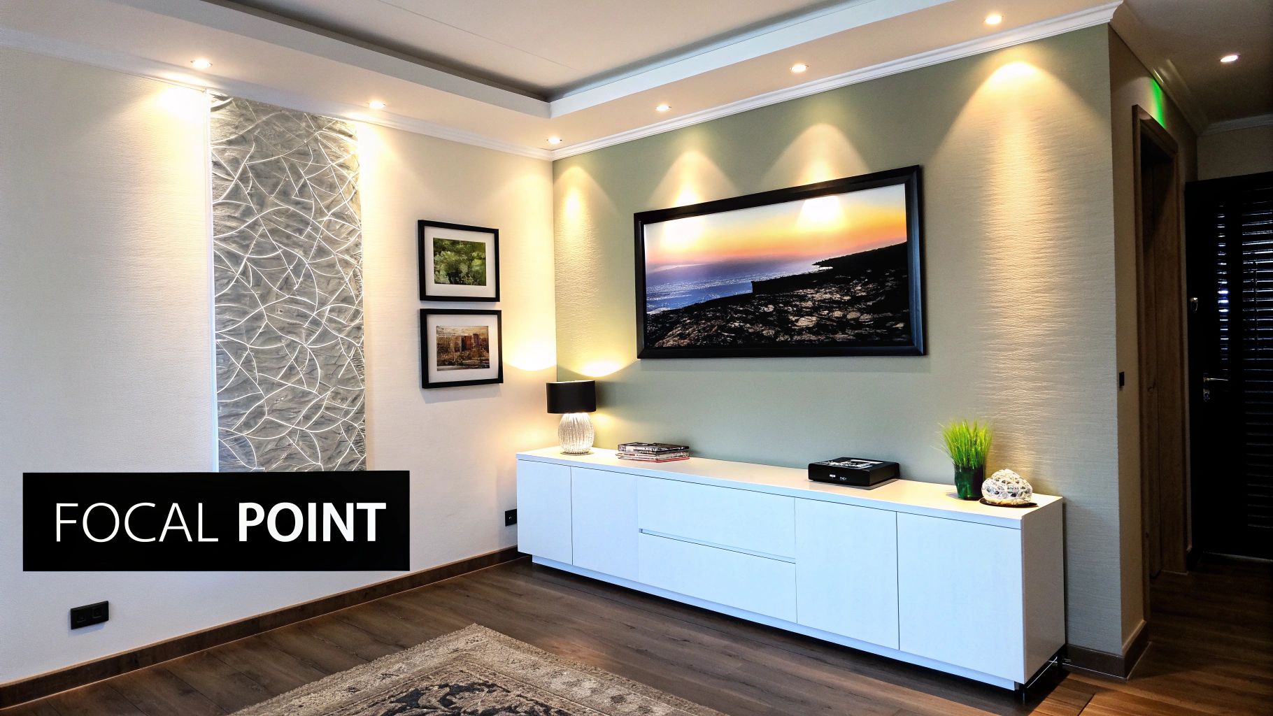 A beautifully arranged living room showing the application of interior design concepts.