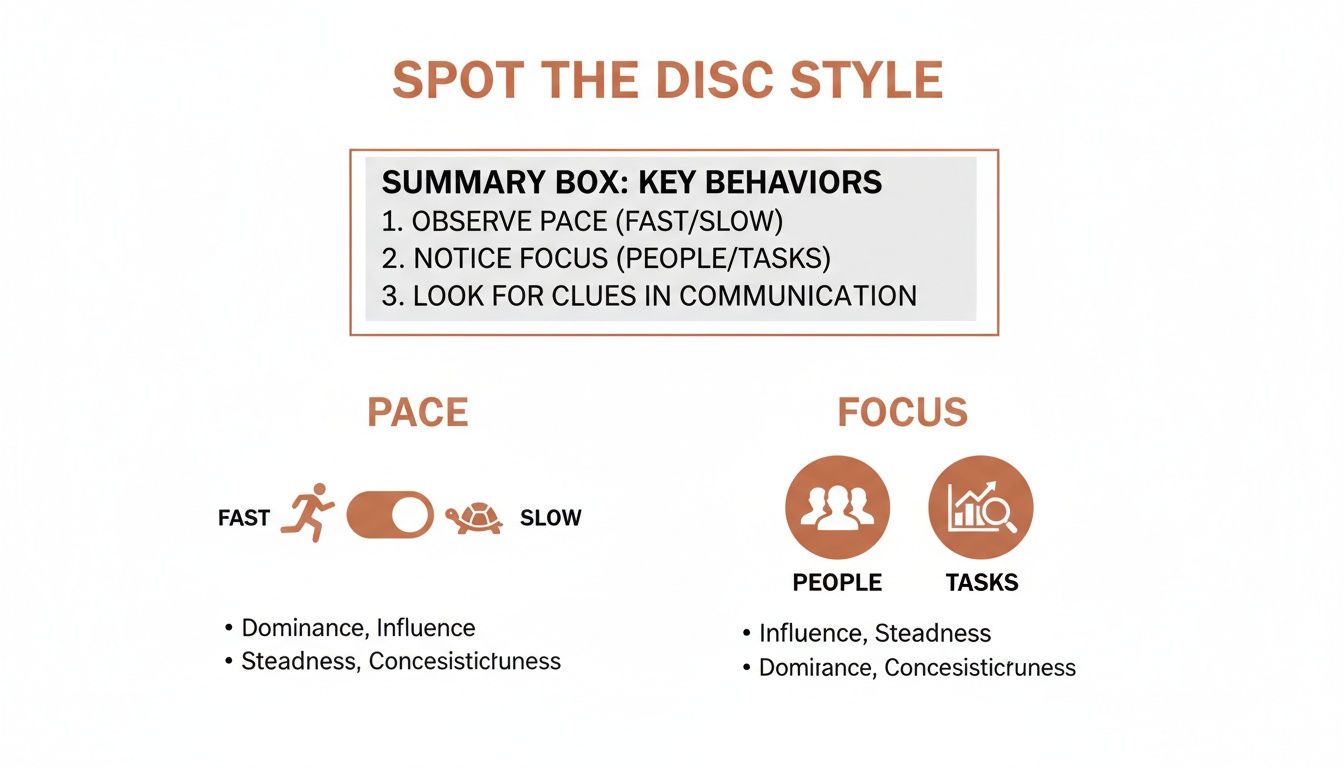 Infographic for spotting DISC personality styles.