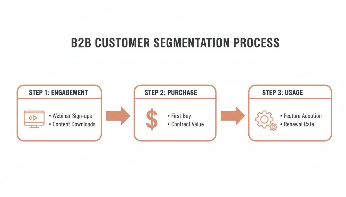Diagram showing the B2B customer segmentation process.