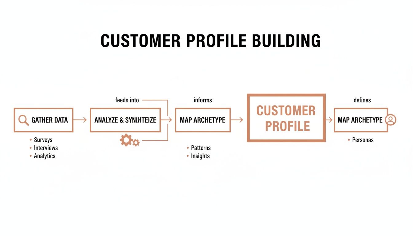 Flowchart showing the customer profile building process.