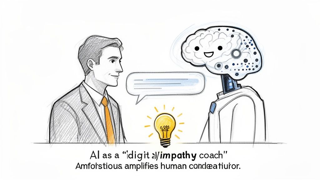 An AI sales coach helps a salesperson understand a client.