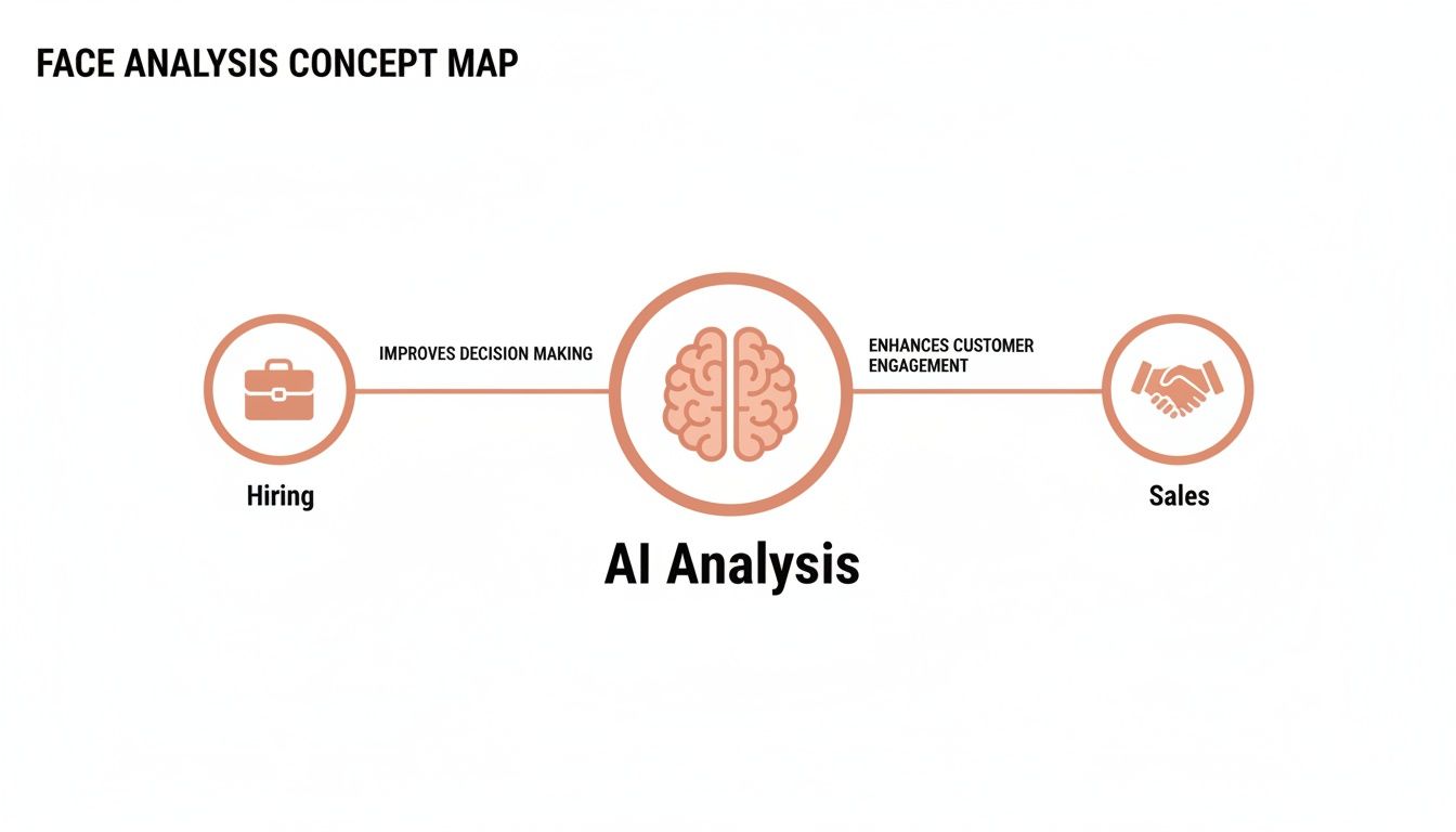 Concept map of AI face analysis for hiring and sales.