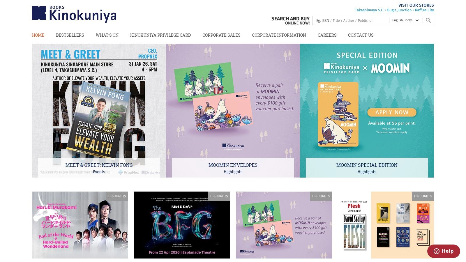 Books Kinokuniya Singapore webstore showing business books