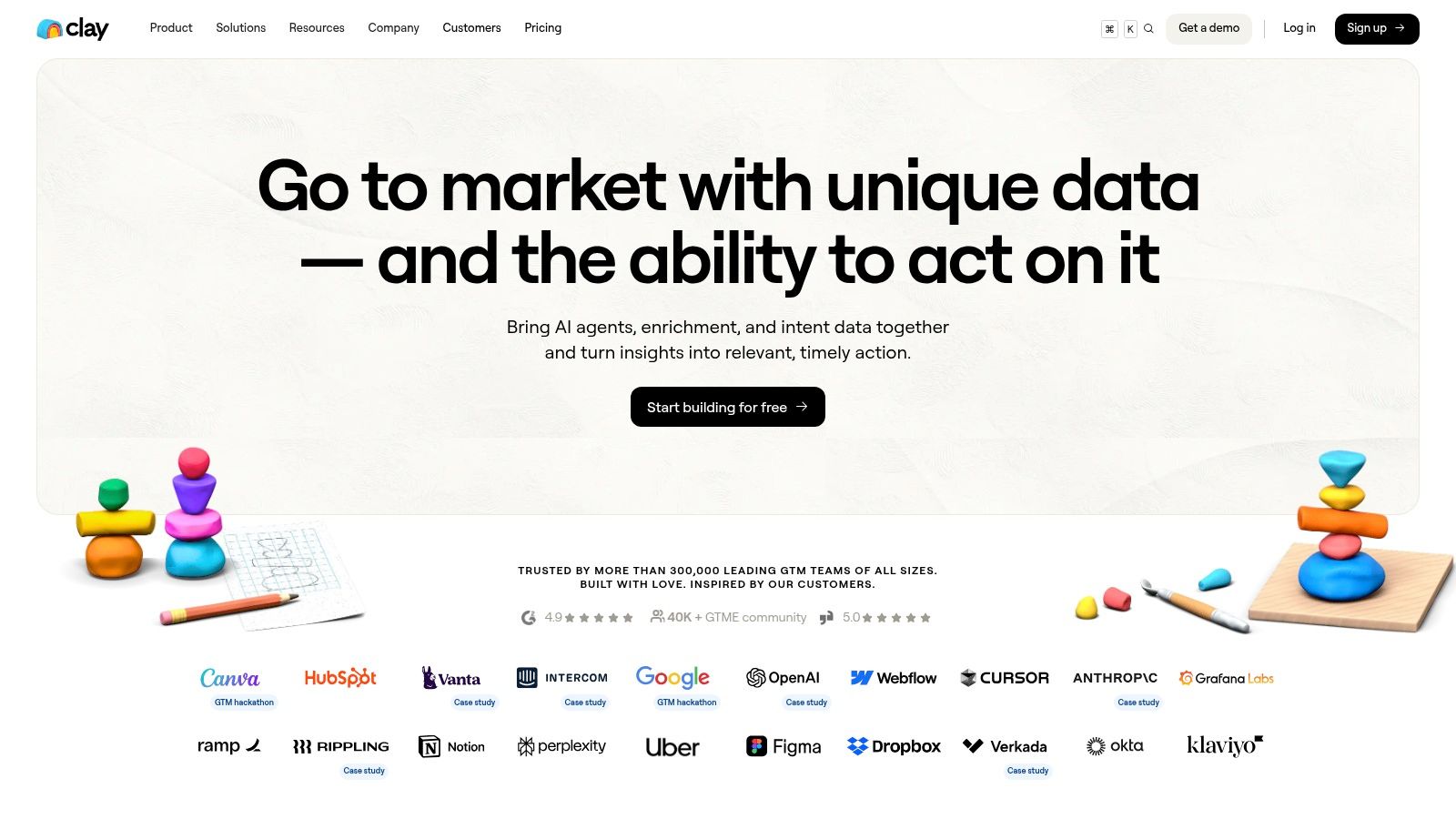 The Clay SaaS prospecting website.