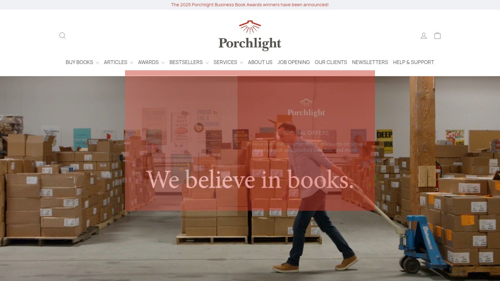 Porchlight Book Company homepage