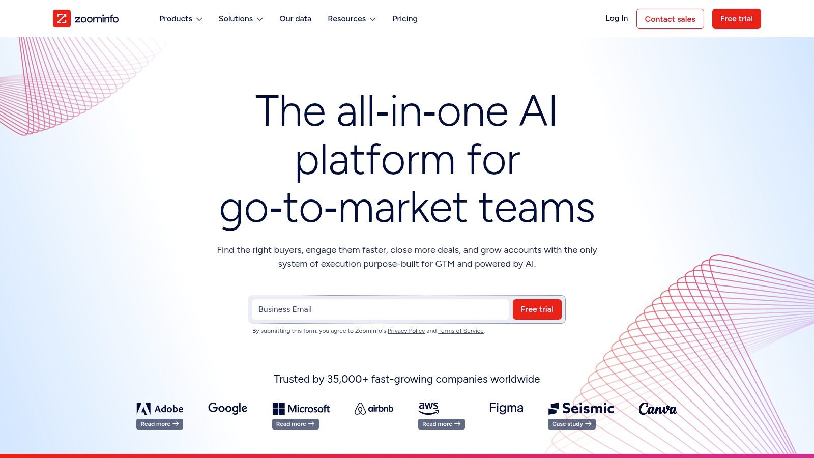 The ZoomInfo SalesOS platform homepage.