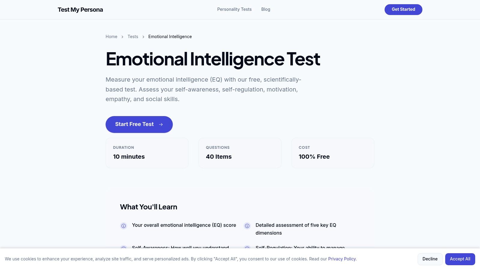 Test My Persona’s emotional intelligence test.