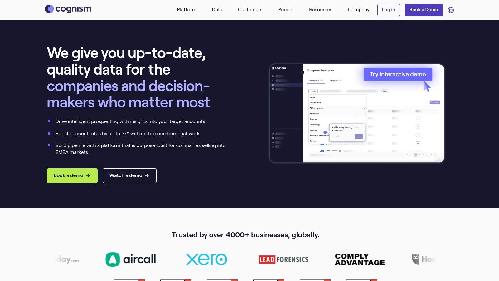 The Cognism prospecting platform.