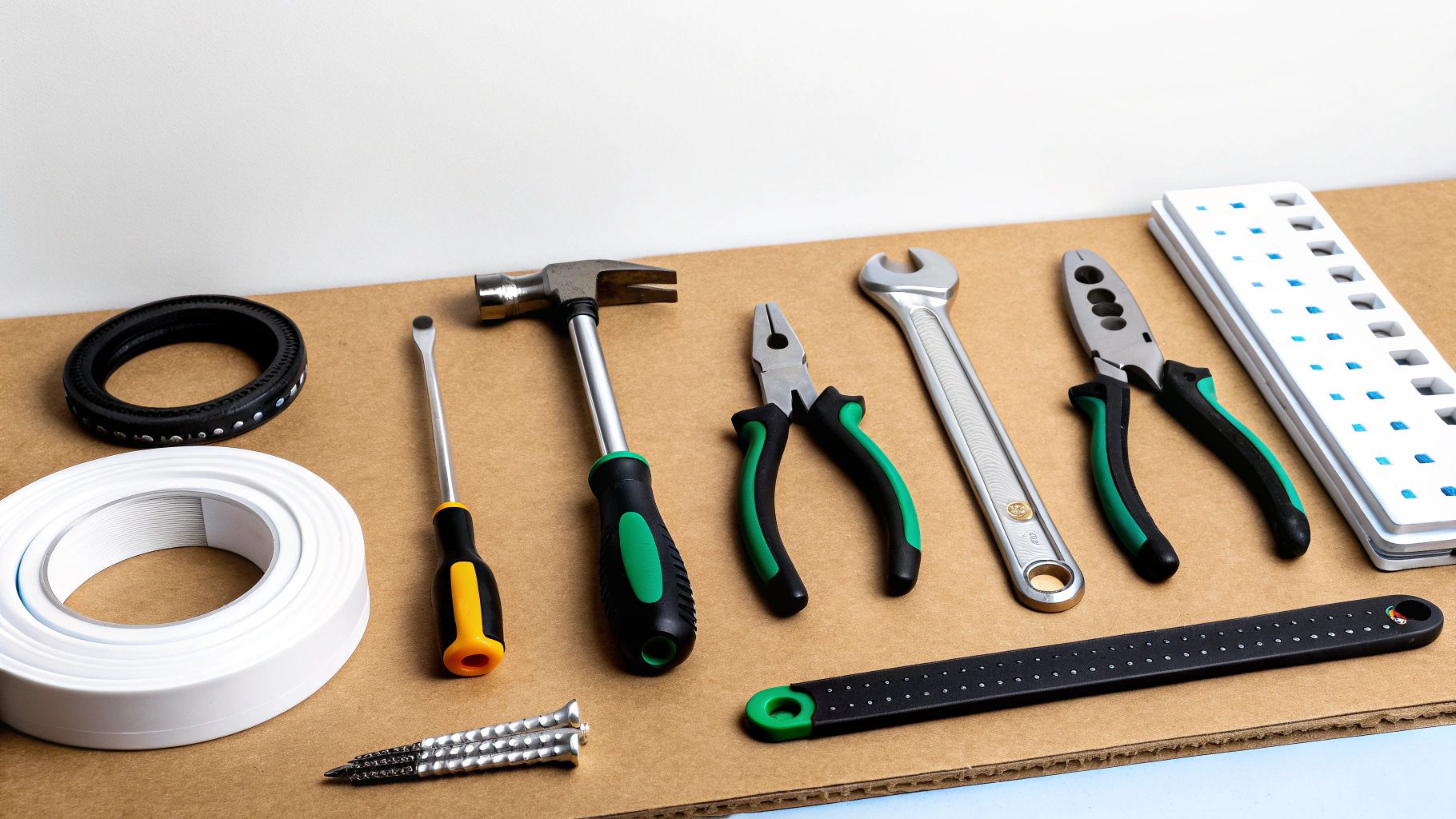 ארגז כלים פתוח עם ציוד אינסטלציה מסודר בפנים