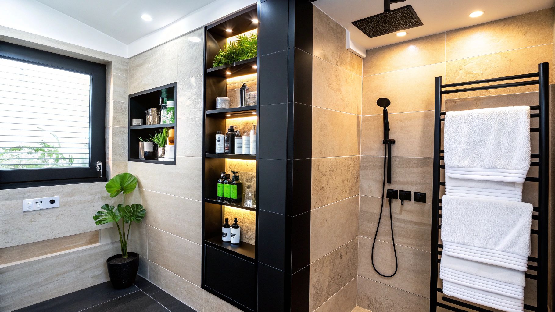 ארון אמבטיה מרחף עם תאורת לד תחתונה ליצירת אווירה