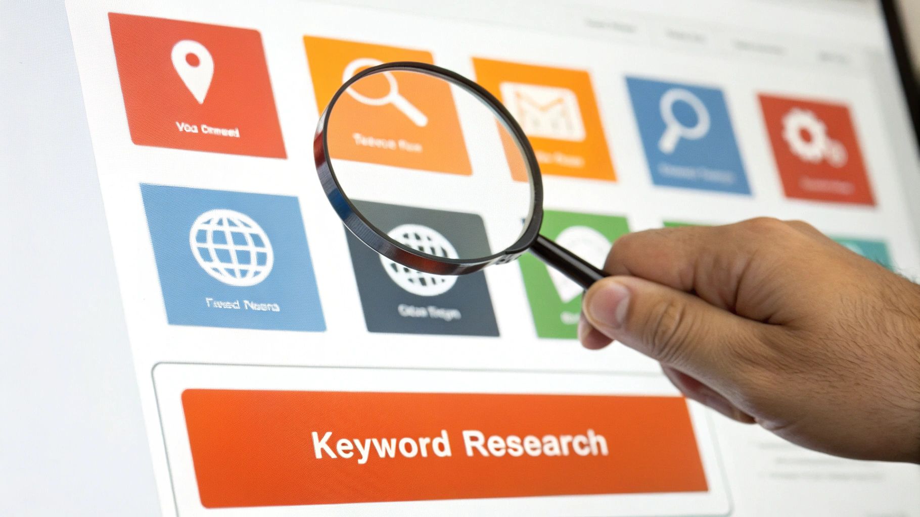 A person launching a PPC campaign on a laptop, with charts and graphs in the background.