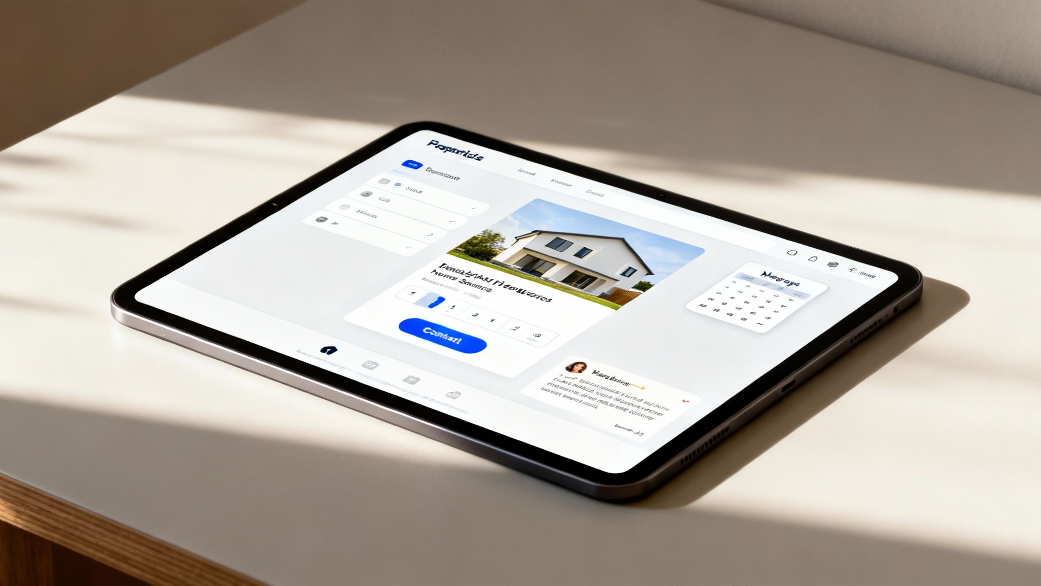 A real estate web page design showing essential features like property search and lead capture forms