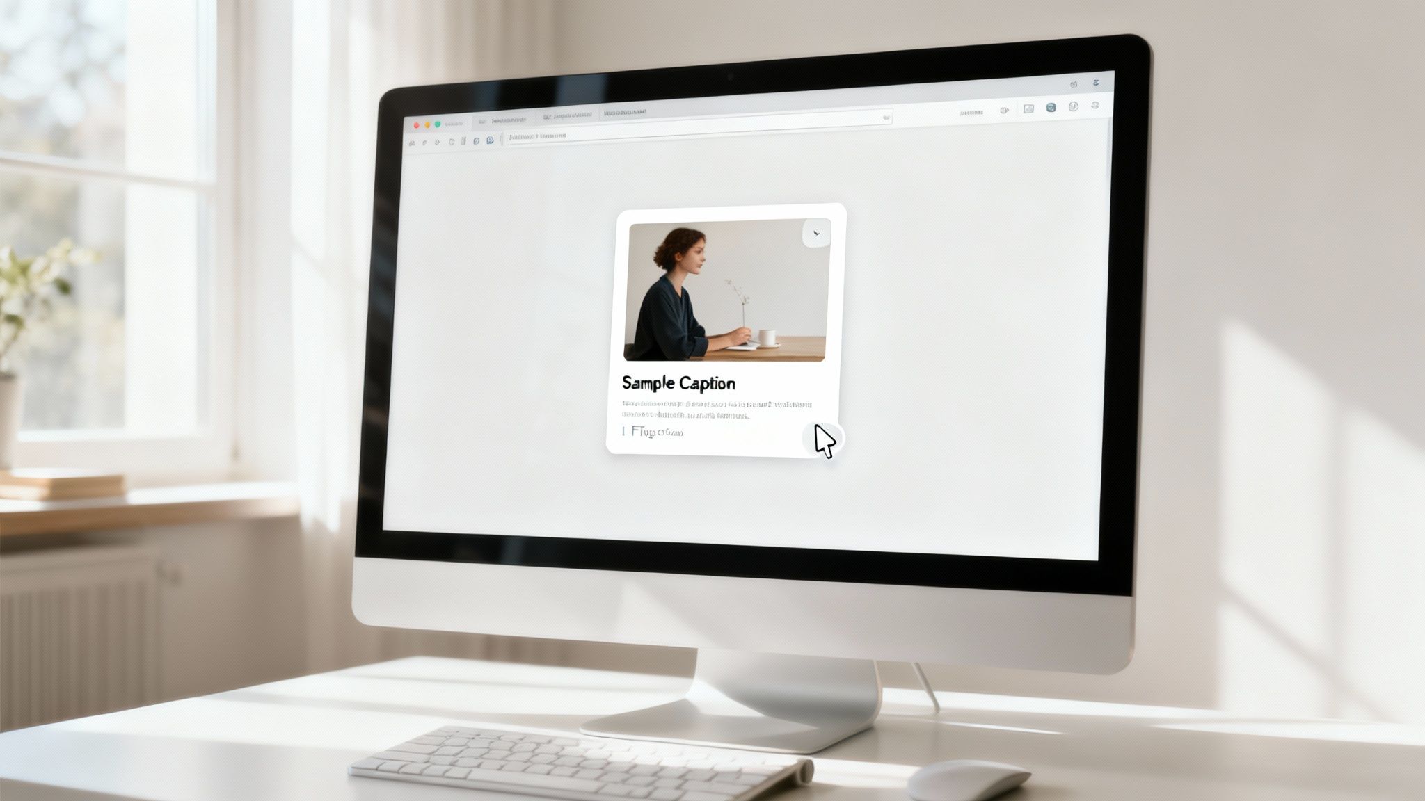 A person's hand hovering over a clickable image on a laptop screen, suggesting interactivity.