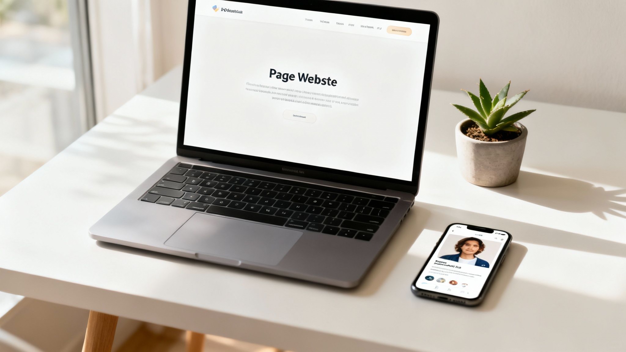 A person working on a laptop in a cozy, well-lit home office