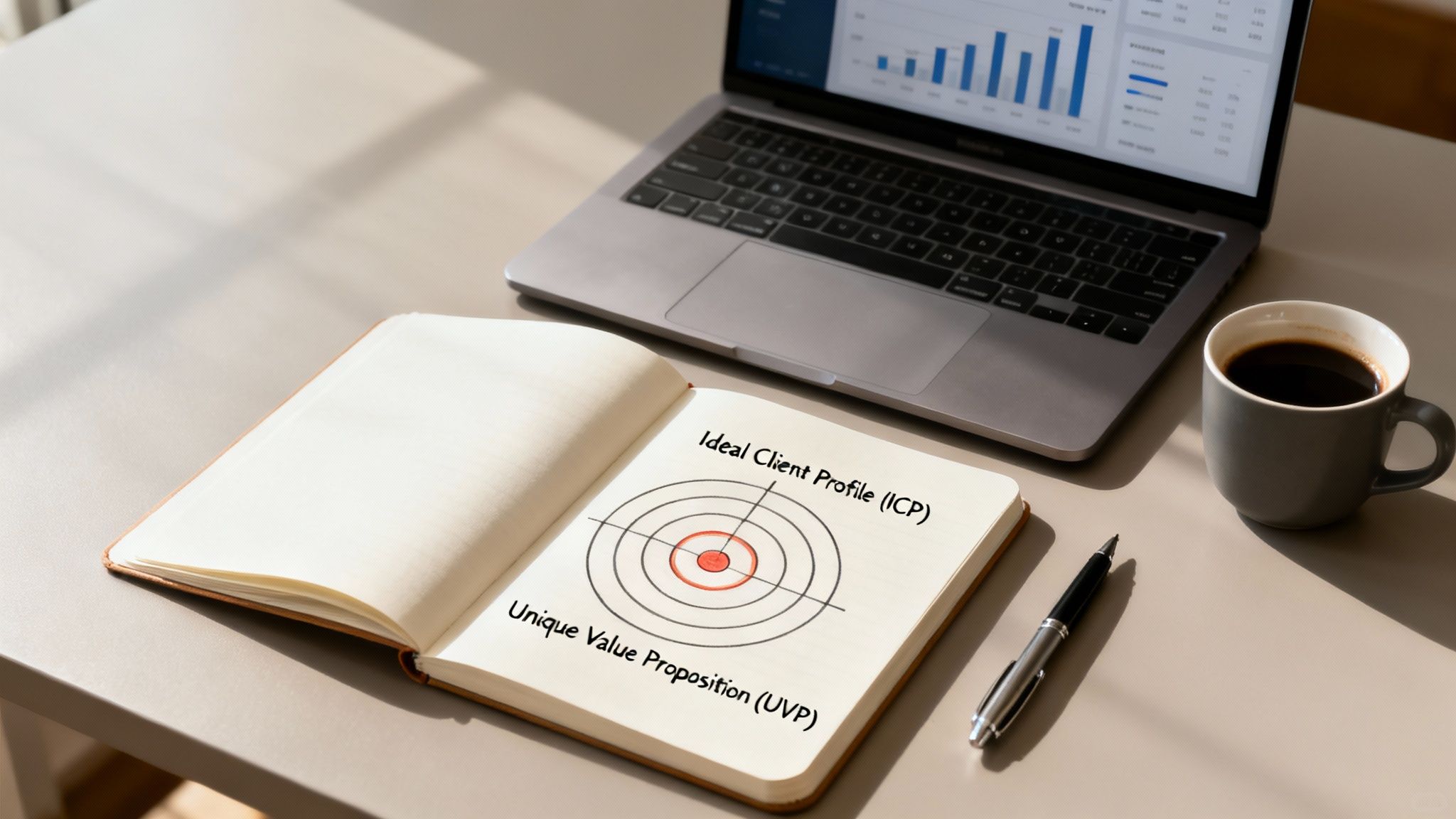 Image of a person analyzing website data for SEO and content performance.