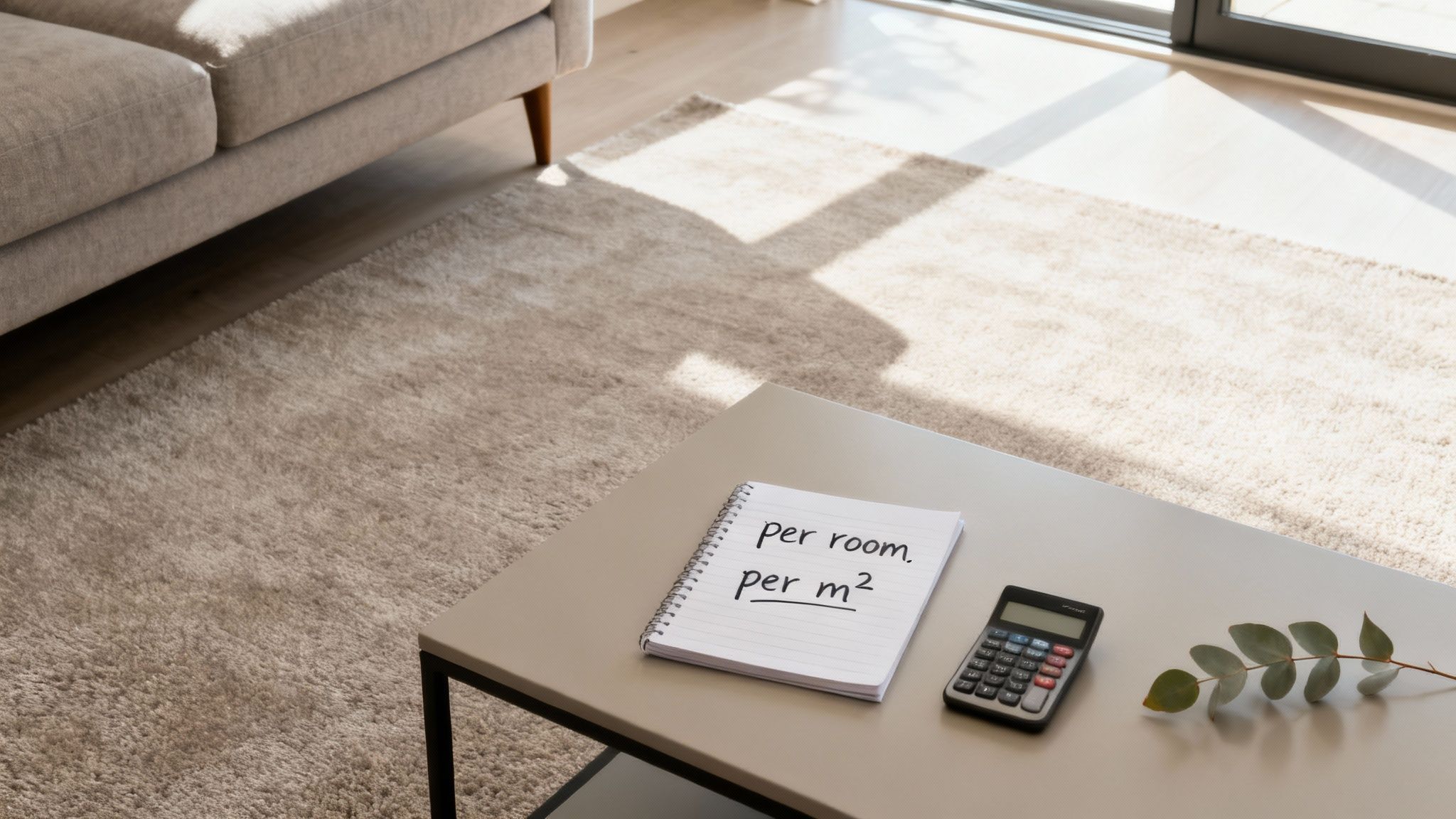A professional cleaner using a machine on a living room carpet.