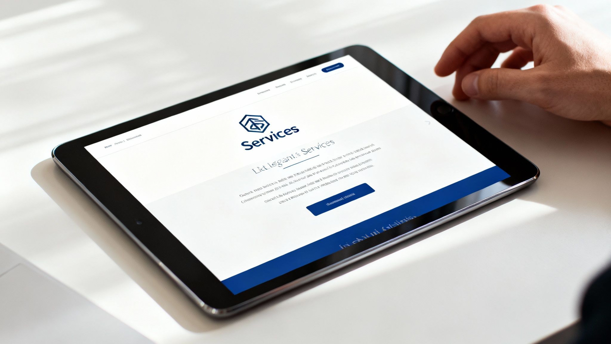 A sleek and modern professional services website displayed on a desktop computer, symbolizing trust and competence.