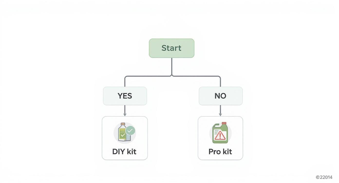 Flowchart illustrating a decision process for choosing between a DIY kit and a Pro kit.