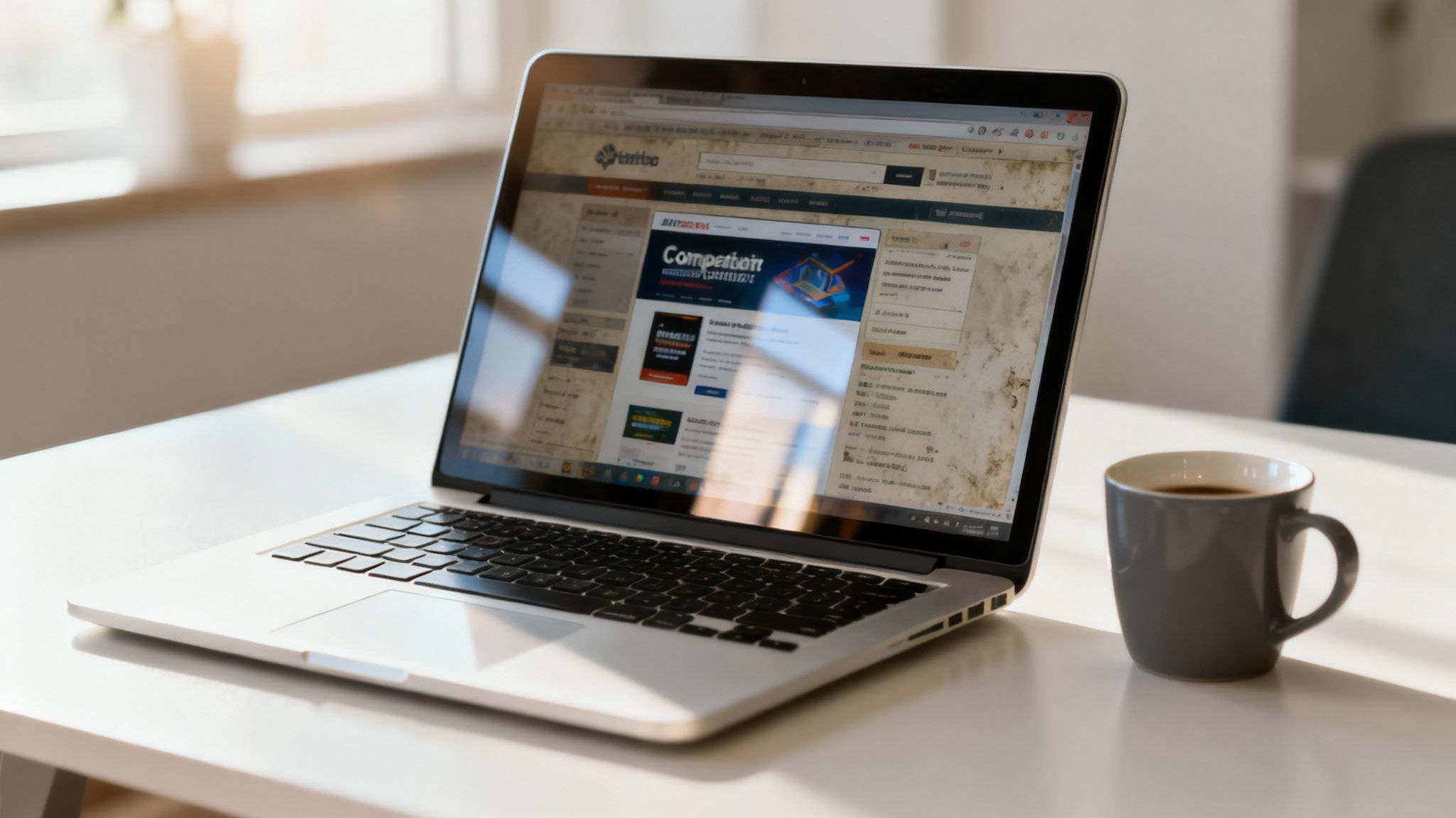 A professional-looking website on a laptop screen, suggesting the importance of good design.