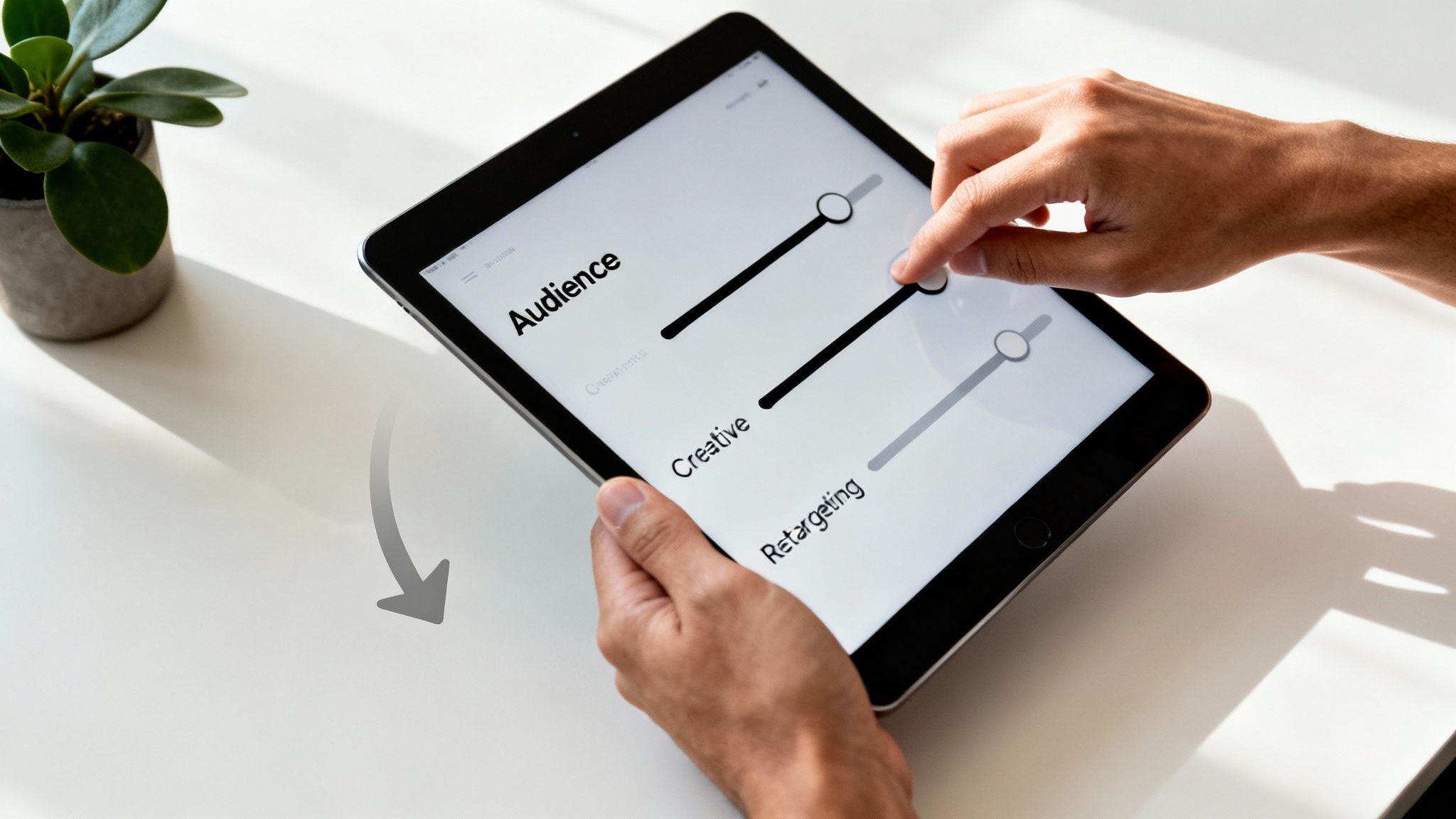 A person using a laptop with charts and graphs, strategizing how to reduce advertising costs.