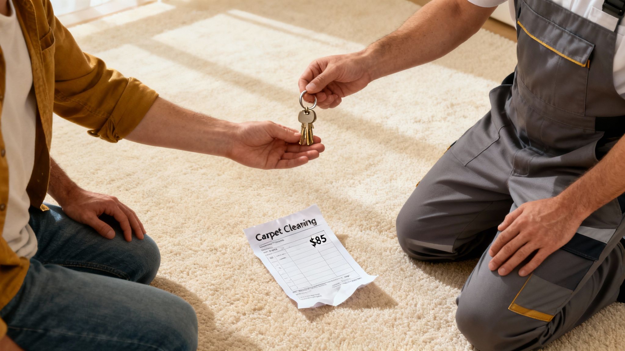 A person on the phone getting a quote for carpet cleaning.