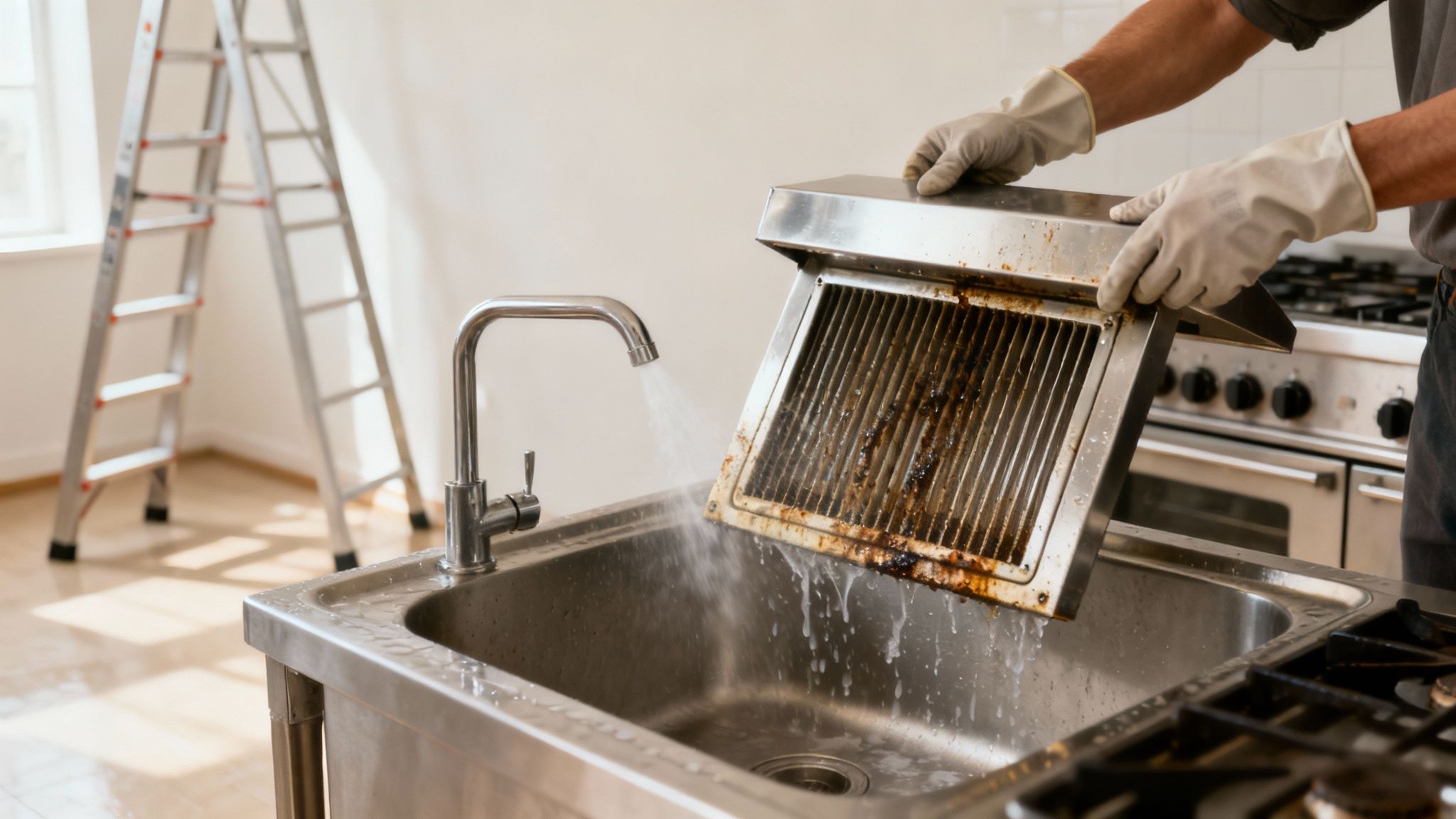 A collection of commercial cleaning supplies