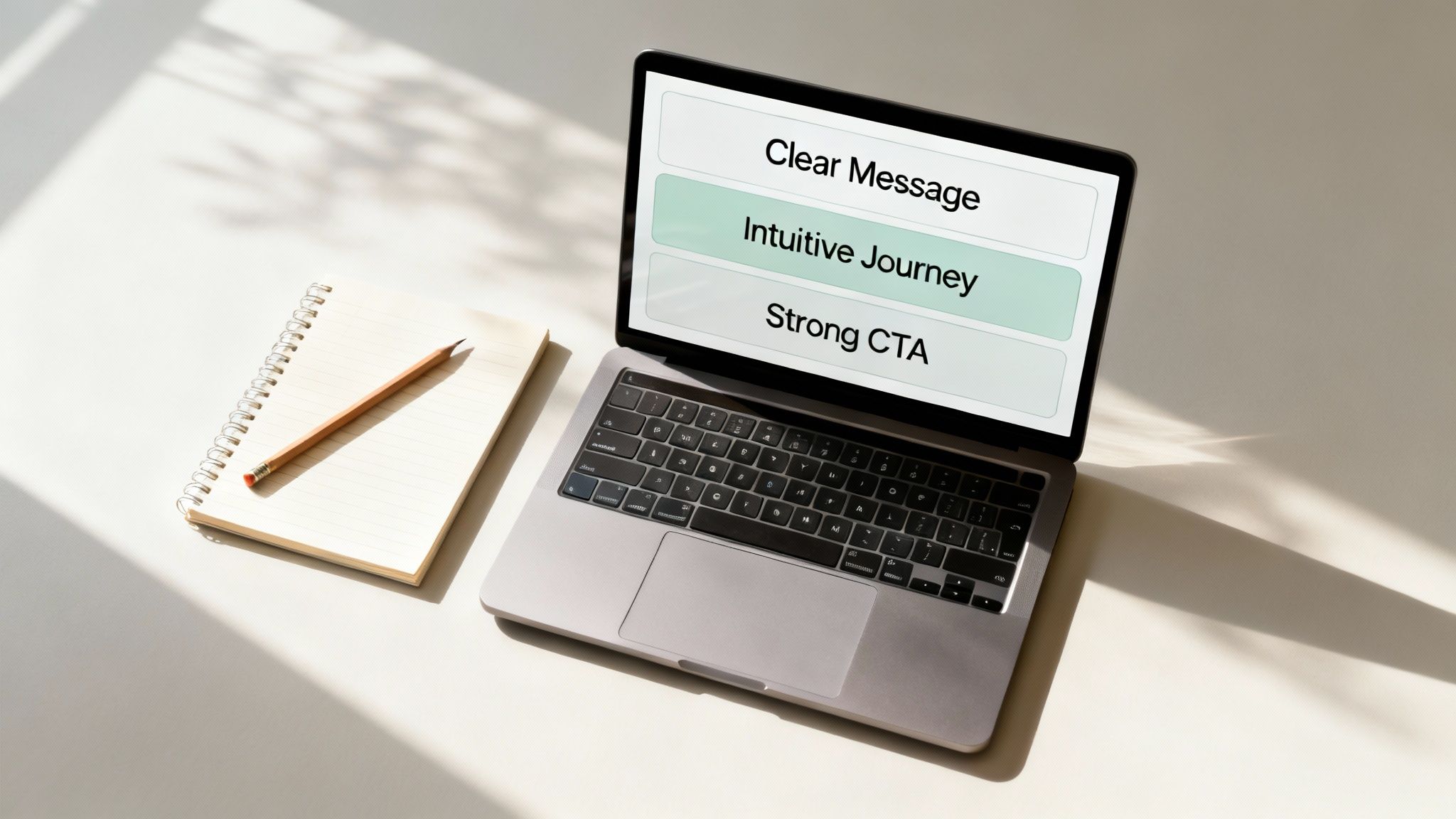 A professional services website design being sketched out, showing the process of creating a high-converting site.