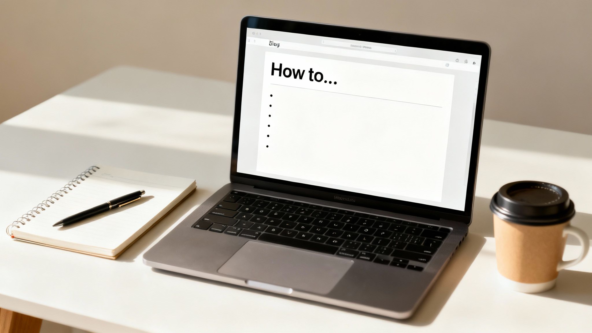 An image showing a person creating engaging content on a laptop, with ideas flowing onto the screen.