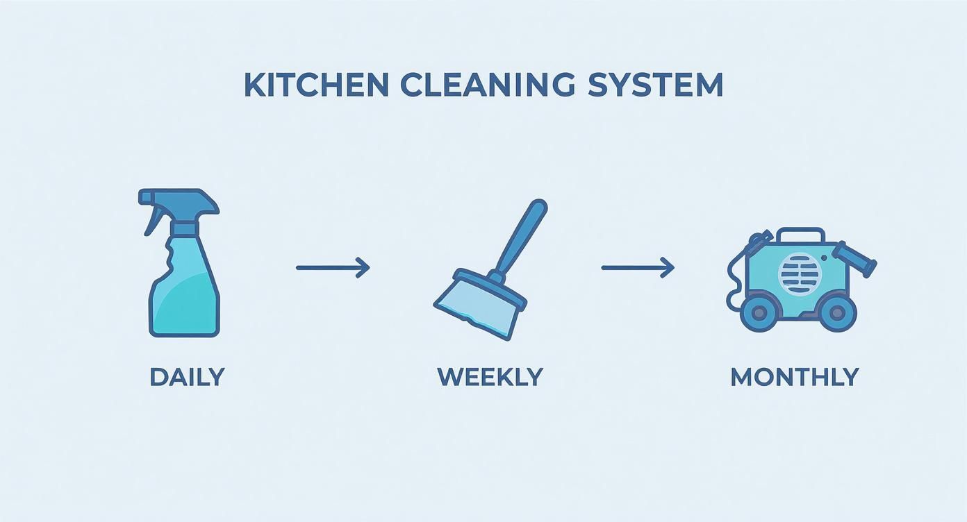 Infographic about cleaning a commercial kitchen