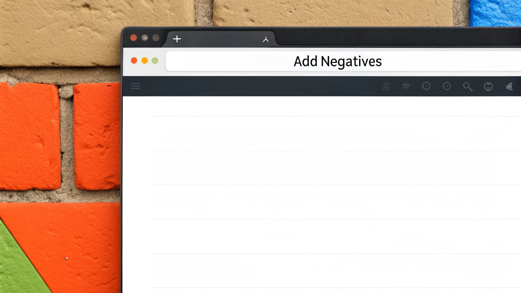 A magnifying glass hovering over a Google Ads interface, highlighting negative keywords, symbolizing the identification of mistakes.