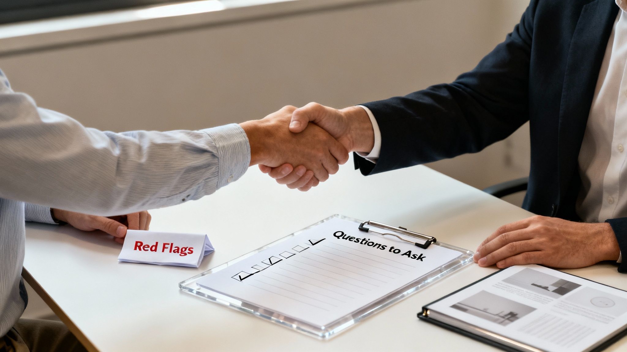 A person carefully reviewing a candidate's resume and portfolio