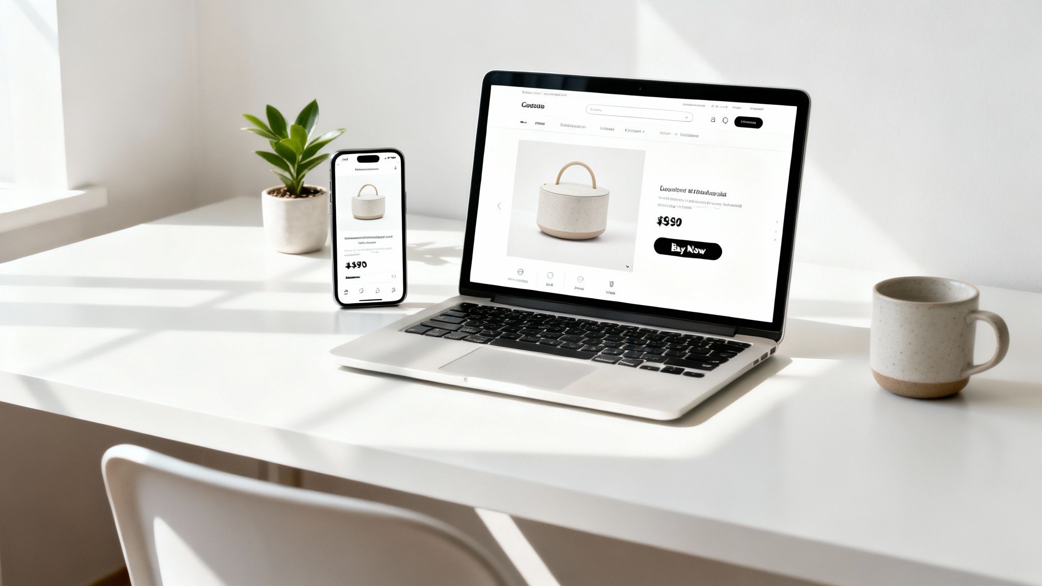 A woman happily shopping online from her couch with a laptop.