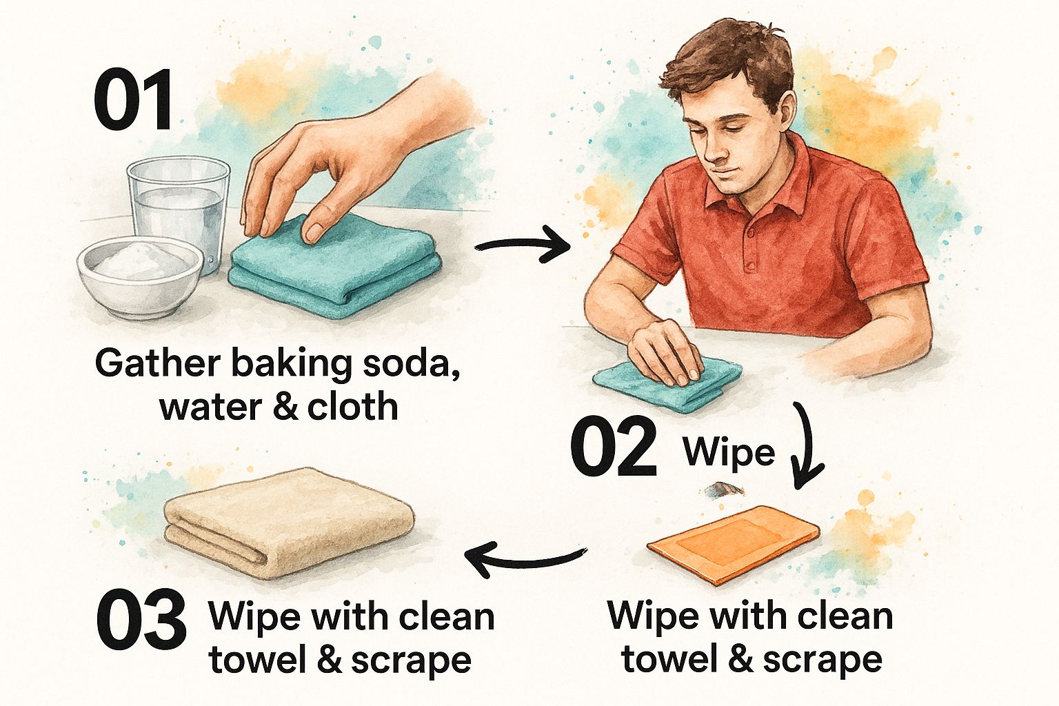 Infographic about how to clean glass in oven door