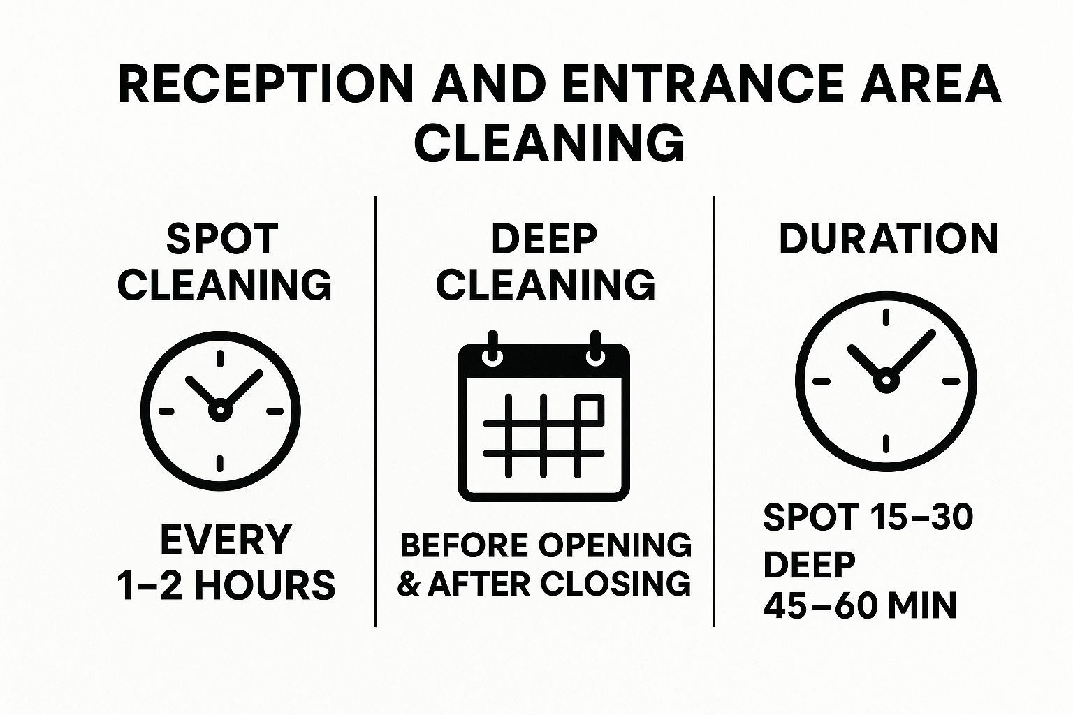 Infographic showing key data about Reception and Entrance Area Cleaning