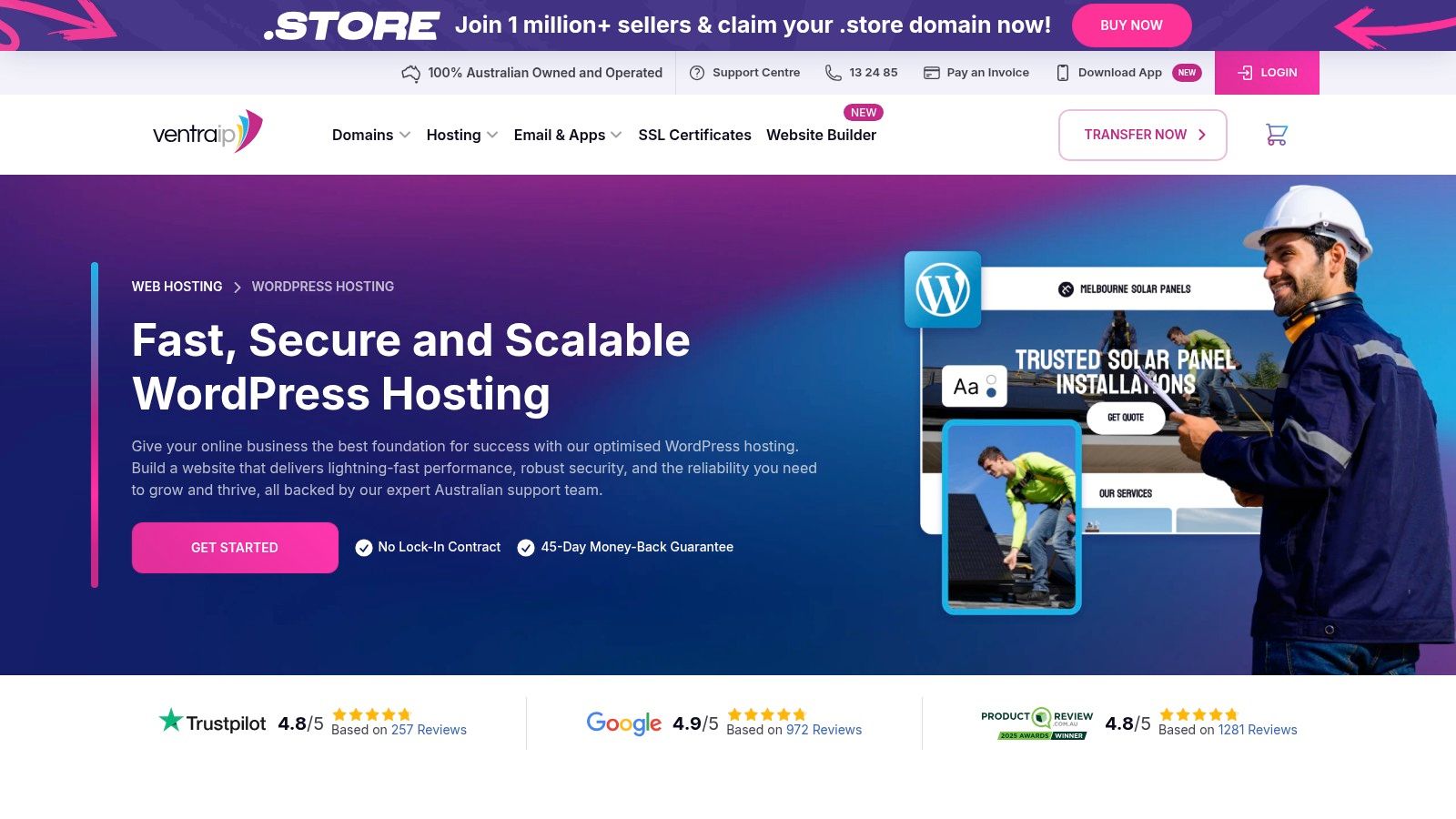 VentraIP cPanel hosting dashboard
