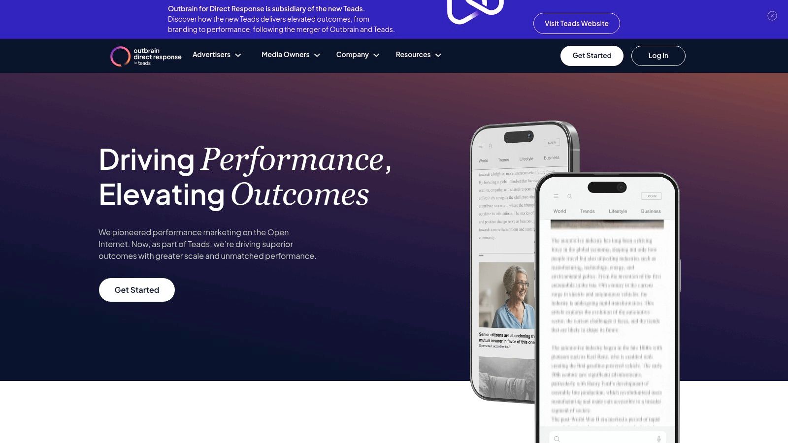 Outbrain's interface showcasing campaign creation and targeting options.