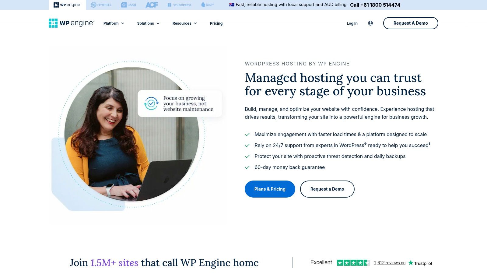 WP Engine user portal showing site details and tools