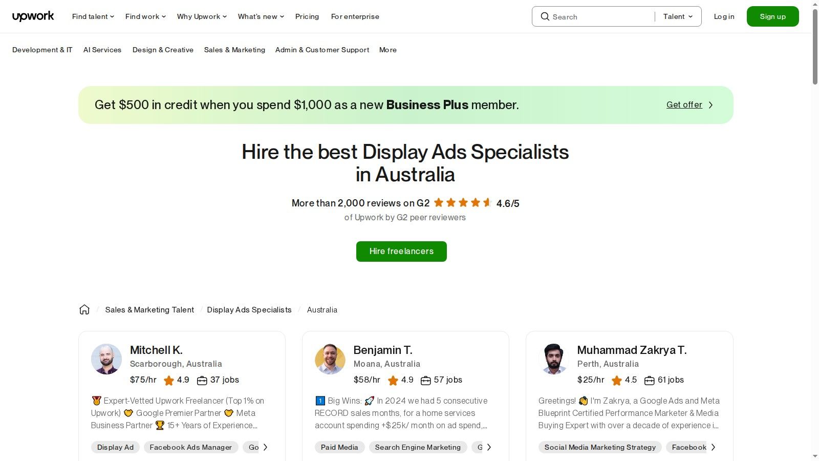 Upwork (Australia talent pages)
