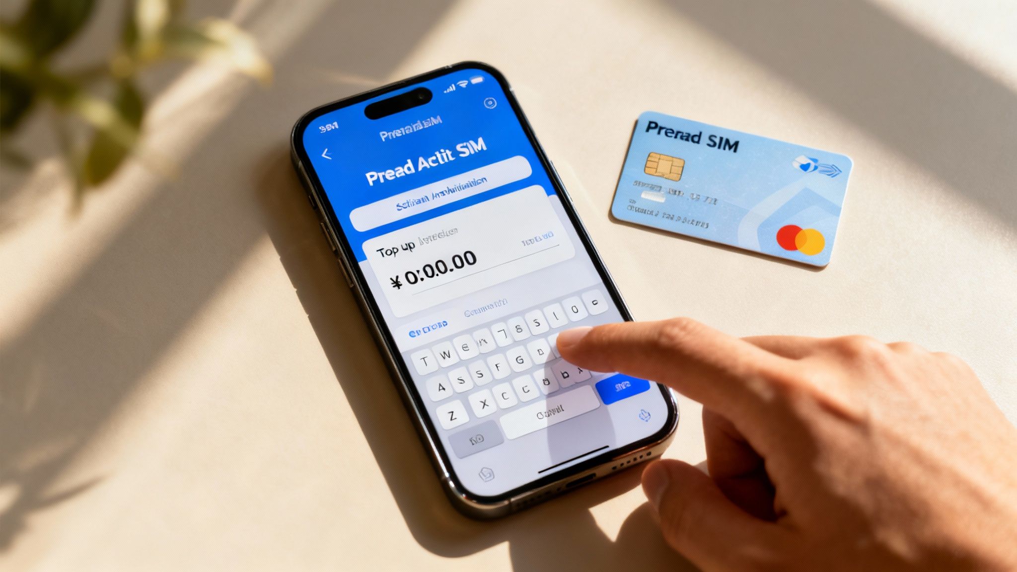 A person activating their UK prepaid SIM card on their smartphone.