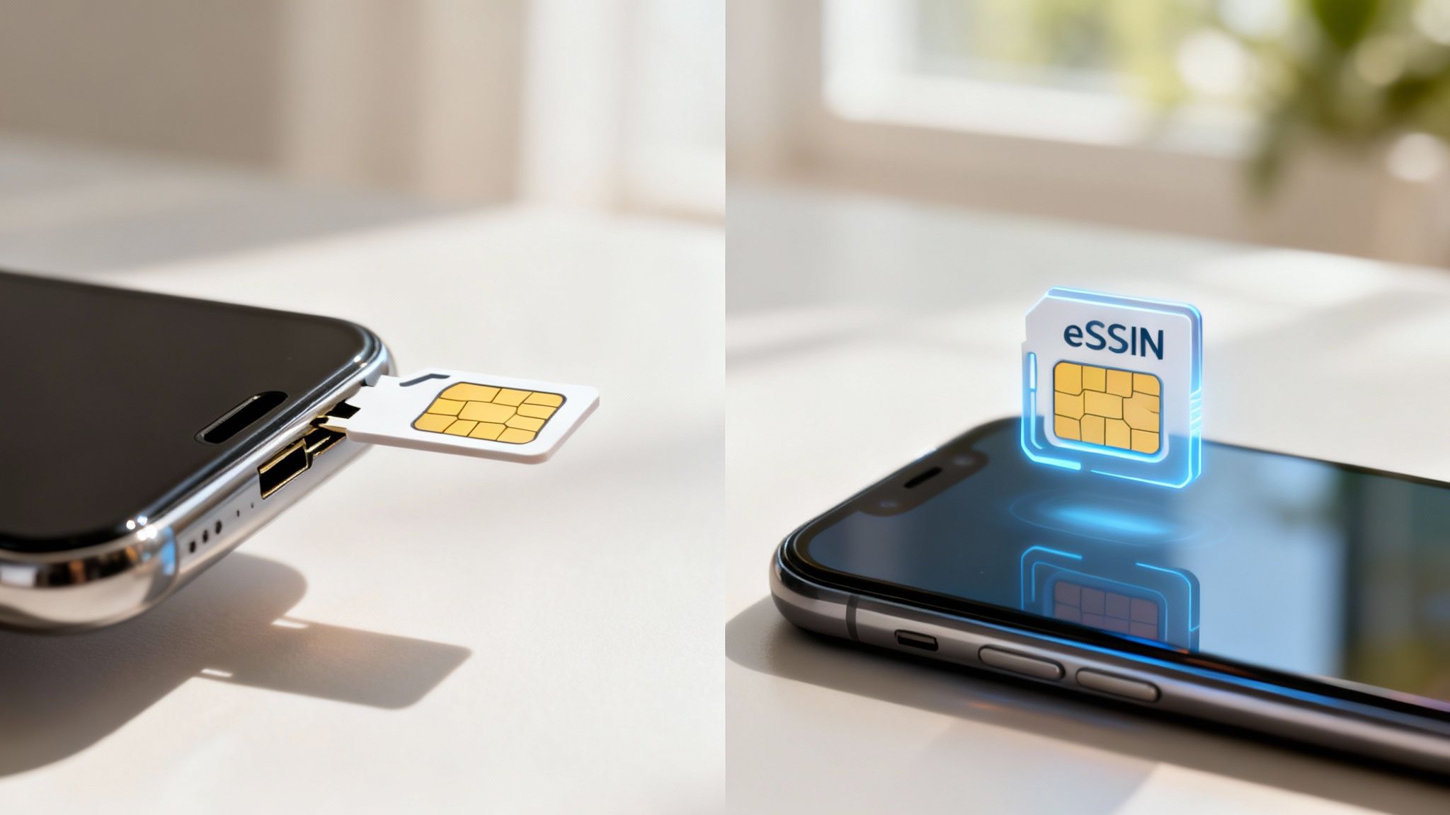 Physical SIM vs eSIM Illustration
