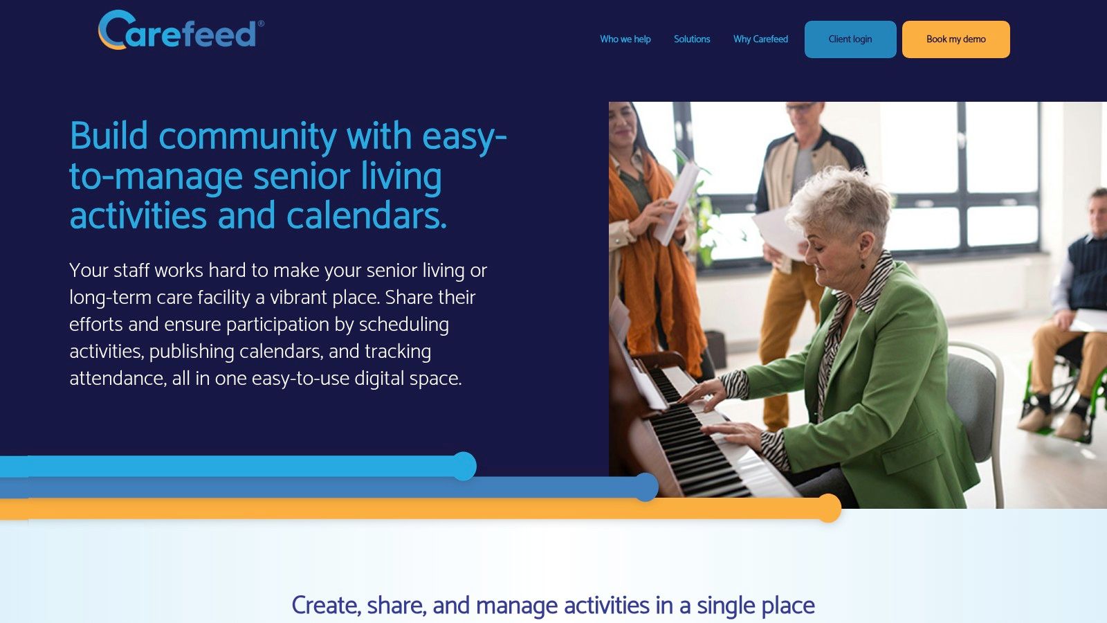 Carefeed platform calendar interface