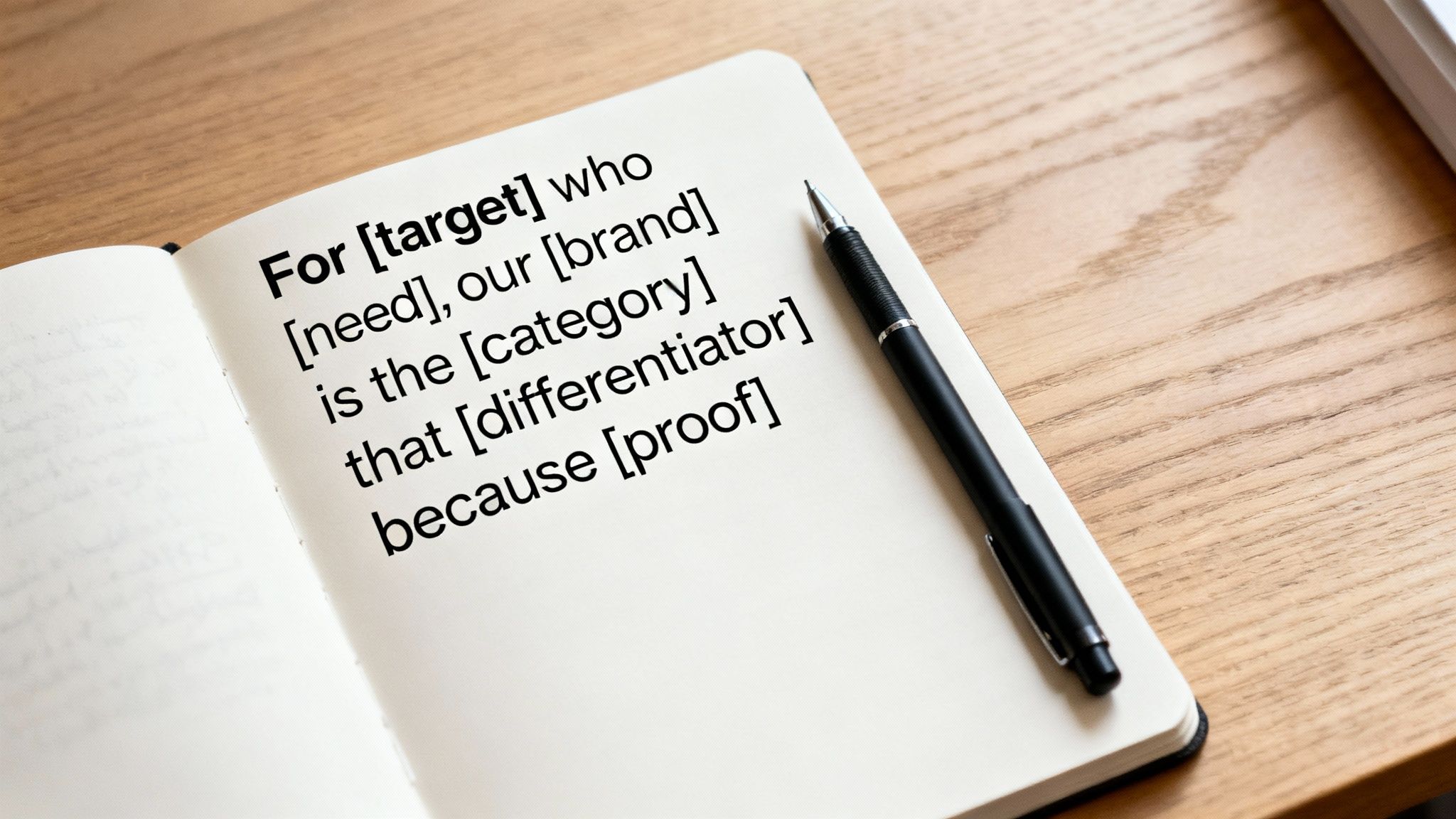 Woman writing a brand positioning statement on a whiteboard
