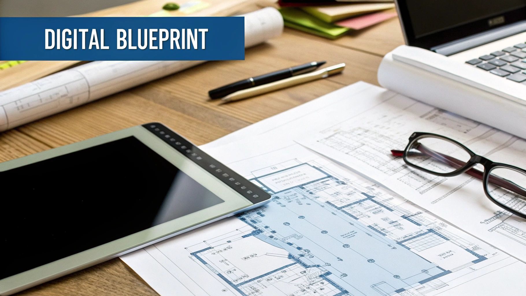 A team of marketing professionals collaborating on a digital strategy on a large screen.